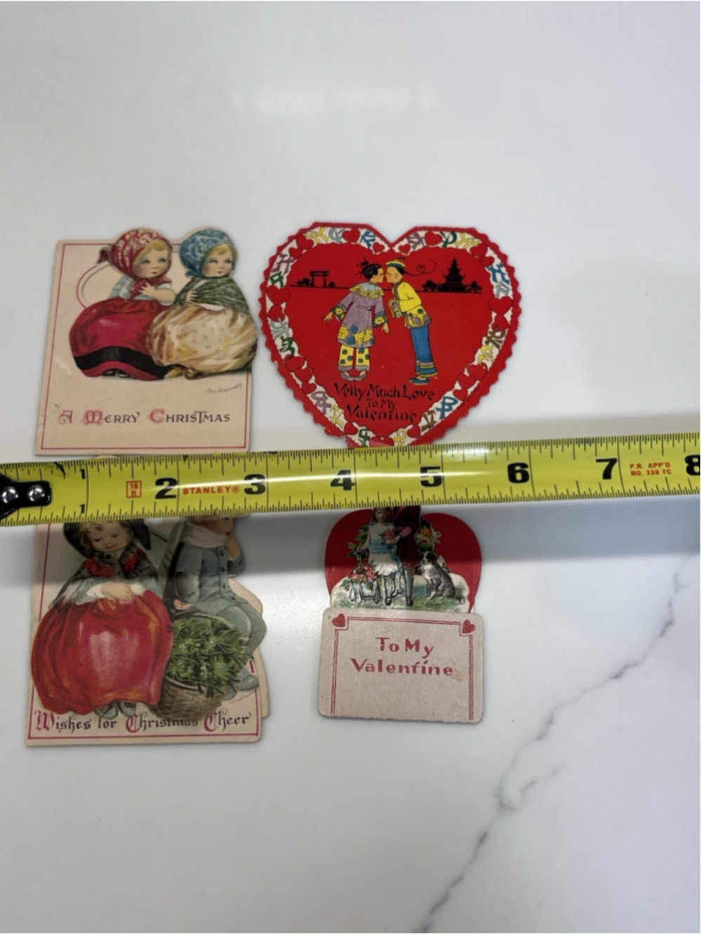 Antique Valentines Day Card And Christmas Card Lot Of 4
